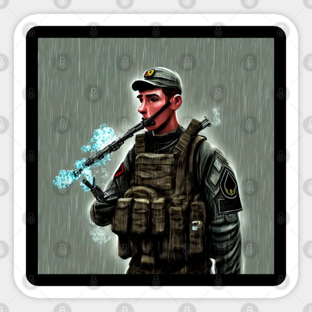 Soldier smoking Sticker by Arassa Army